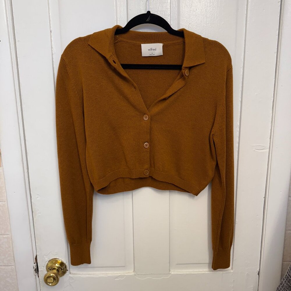 Wilfred Nextdoor Cardigan Sweater Chestnut Merino Wool Blend Size M